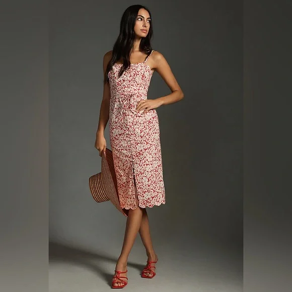 Anthropologie By Anthropologie Slim Scalloped Front-Slit Corset Dress NWOT Anthropologie By Anthropologie Slim Scalloped Front-Slit Corset Dress NWOT